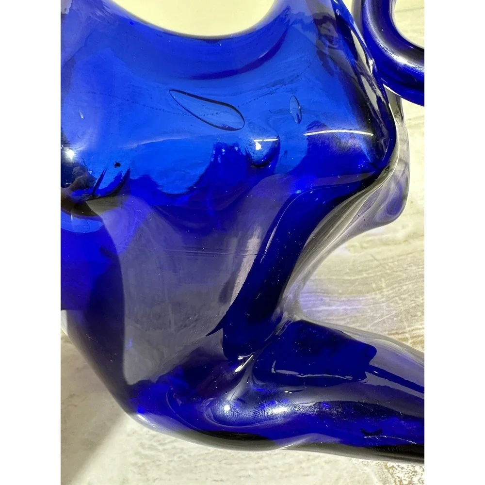 Vintage Cobalt Blue Blown Glass Swan Candy Dish MCM Decorative